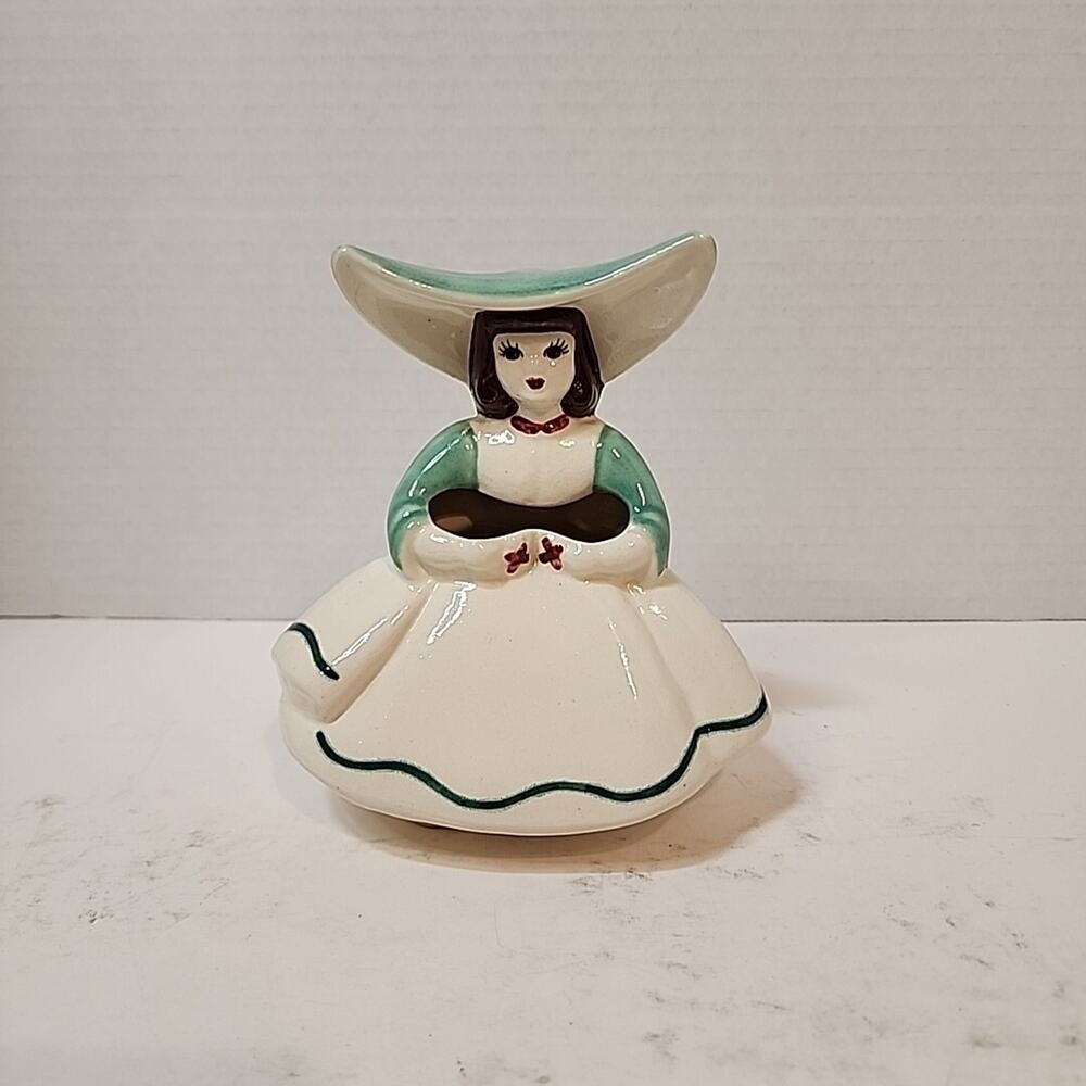 Vtg Goldammer Ceramics Girl 5.5" Figurine Bud Vase San Francisco Sage Green